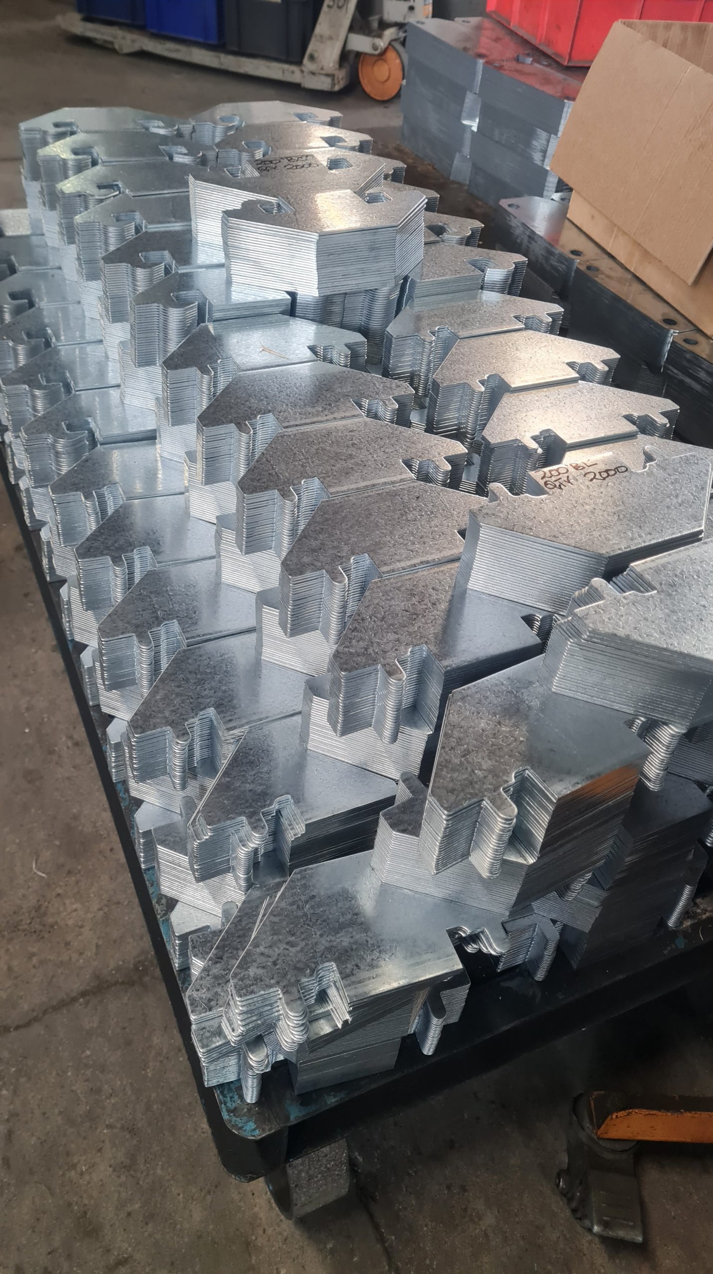 Finished roofing accessories prepared for shipment